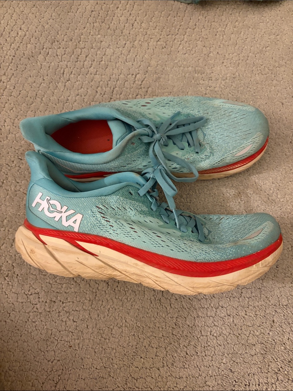 Blue Hoka Clifton running sneaker